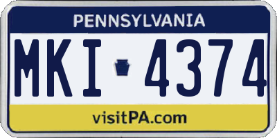 PA license plate MKI4374
