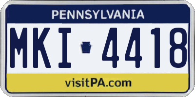 PA license plate MKI4418