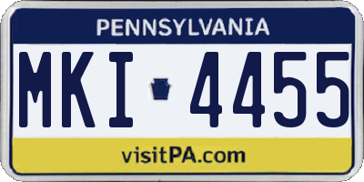 PA license plate MKI4455