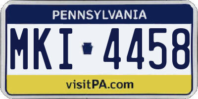 PA license plate MKI4458