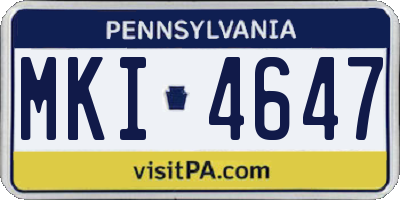 PA license plate MKI4647