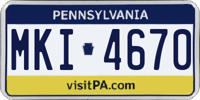 PA license plate MKI4670