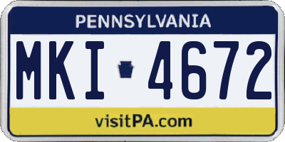 PA license plate MKI4672
