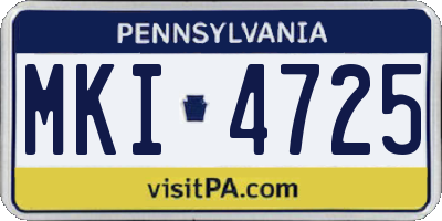 PA license plate MKI4725