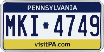 PA license plate MKI4749