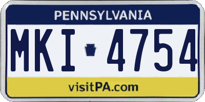 PA license plate MKI4754