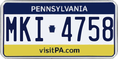 PA license plate MKI4758