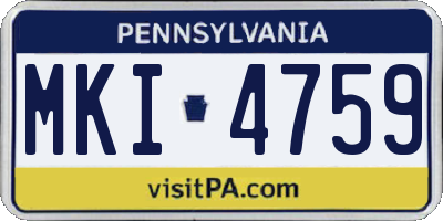 PA license plate MKI4759