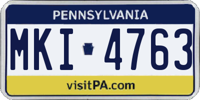PA license plate MKI4763