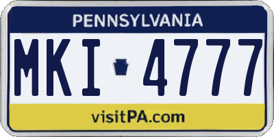 PA license plate MKI4777