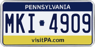 PA license plate MKI4909