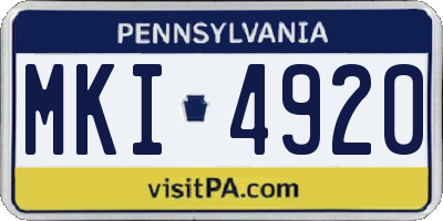 PA license plate MKI4920