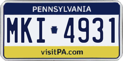 PA license plate MKI4931