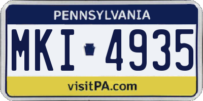 PA license plate MKI4935