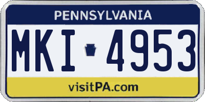 PA license plate MKI4953