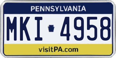 PA license plate MKI4958
