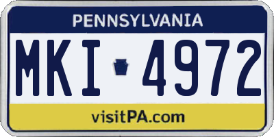 PA license plate MKI4972