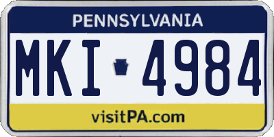 PA license plate MKI4984