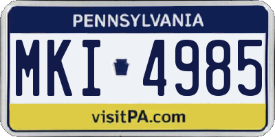 PA license plate MKI4985