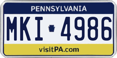 PA license plate MKI4986