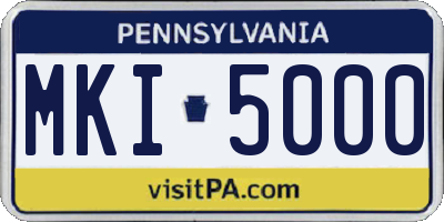 PA license plate MKI5000