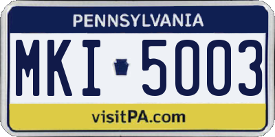 PA license plate MKI5003