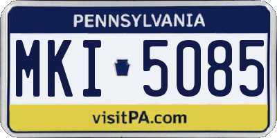 PA license plate MKI5085