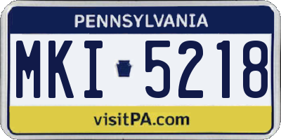 PA license plate MKI5218