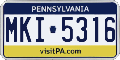 PA license plate MKI5316