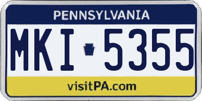 PA license plate MKI5355