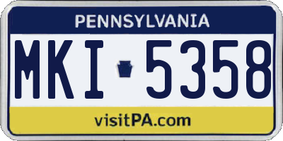 PA license plate MKI5358