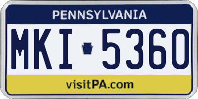 PA license plate MKI5360