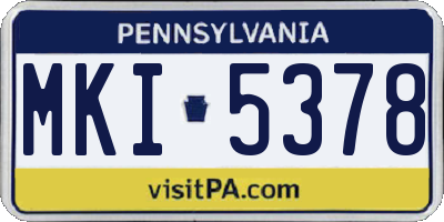 PA license plate MKI5378