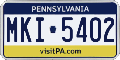 PA license plate MKI5402