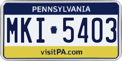 PA license plate MKI5403
