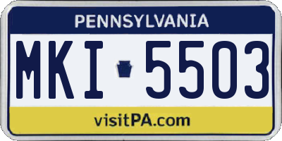 PA license plate MKI5503