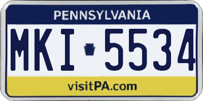 PA license plate MKI5534