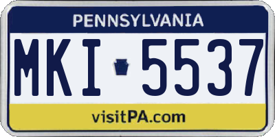 PA license plate MKI5537