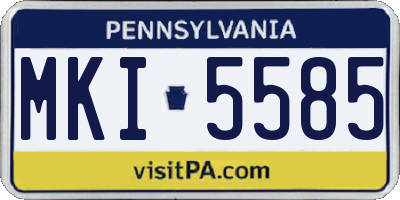 PA license plate MKI5585