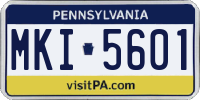 PA license plate MKI5601