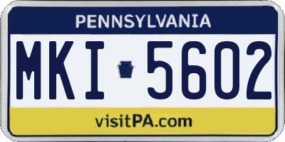 PA license plate MKI5602