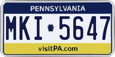 PA license plate MKI5647