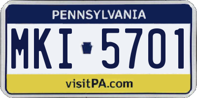 PA license plate MKI5701