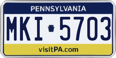 PA license plate MKI5703