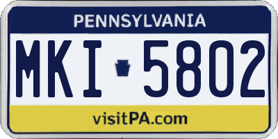 PA license plate MKI5802