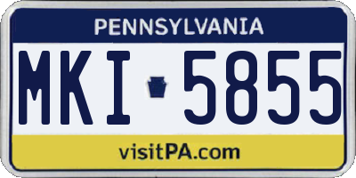 PA license plate MKI5855