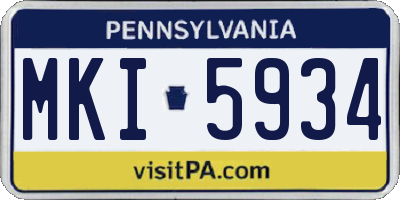PA license plate MKI5934