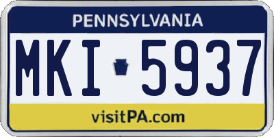 PA license plate MKI5937