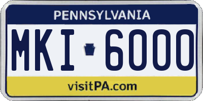 PA license plate MKI6000