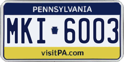 PA license plate MKI6003